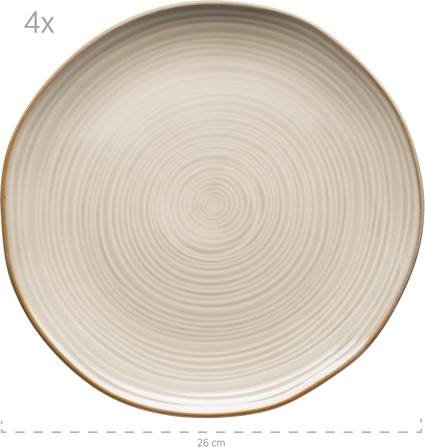 MÄSER 931371 Nottingham Vintage Series Tafelservice für 4 Personen, 8-teiliges Tafelservice, Speiseteller und Speiseteller, unregelmäßiger runder Retro-Look, Steingut, Beige