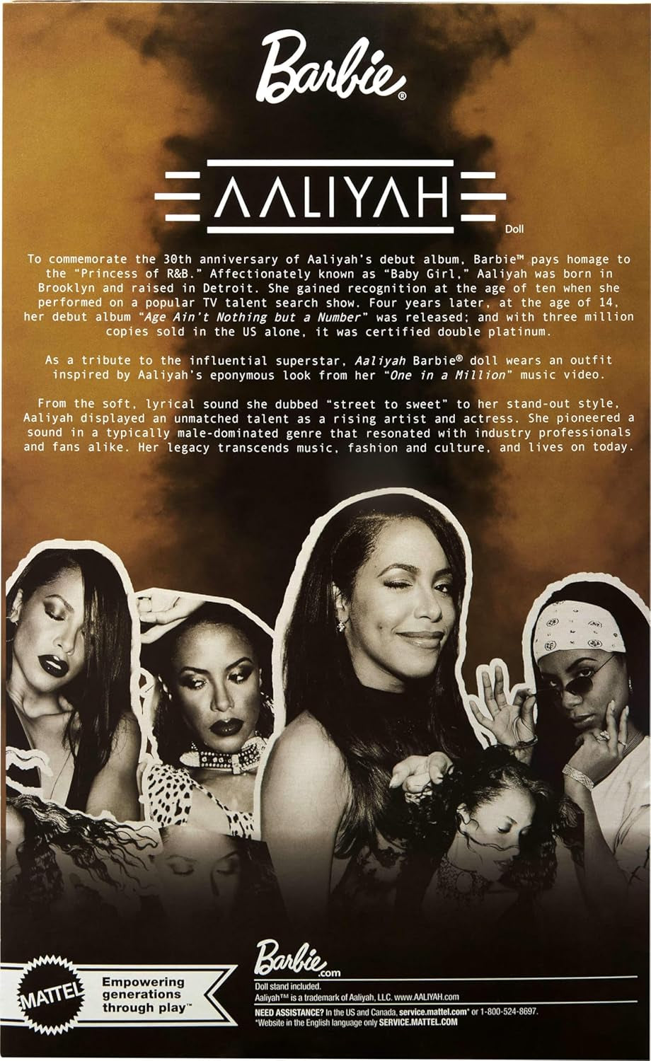 Barbie Signature Doll Aaliyah Sammlerfigur aus schwarzem Kunstleder, inspiriert vom Musikvideo „One in a Million“ HRM80