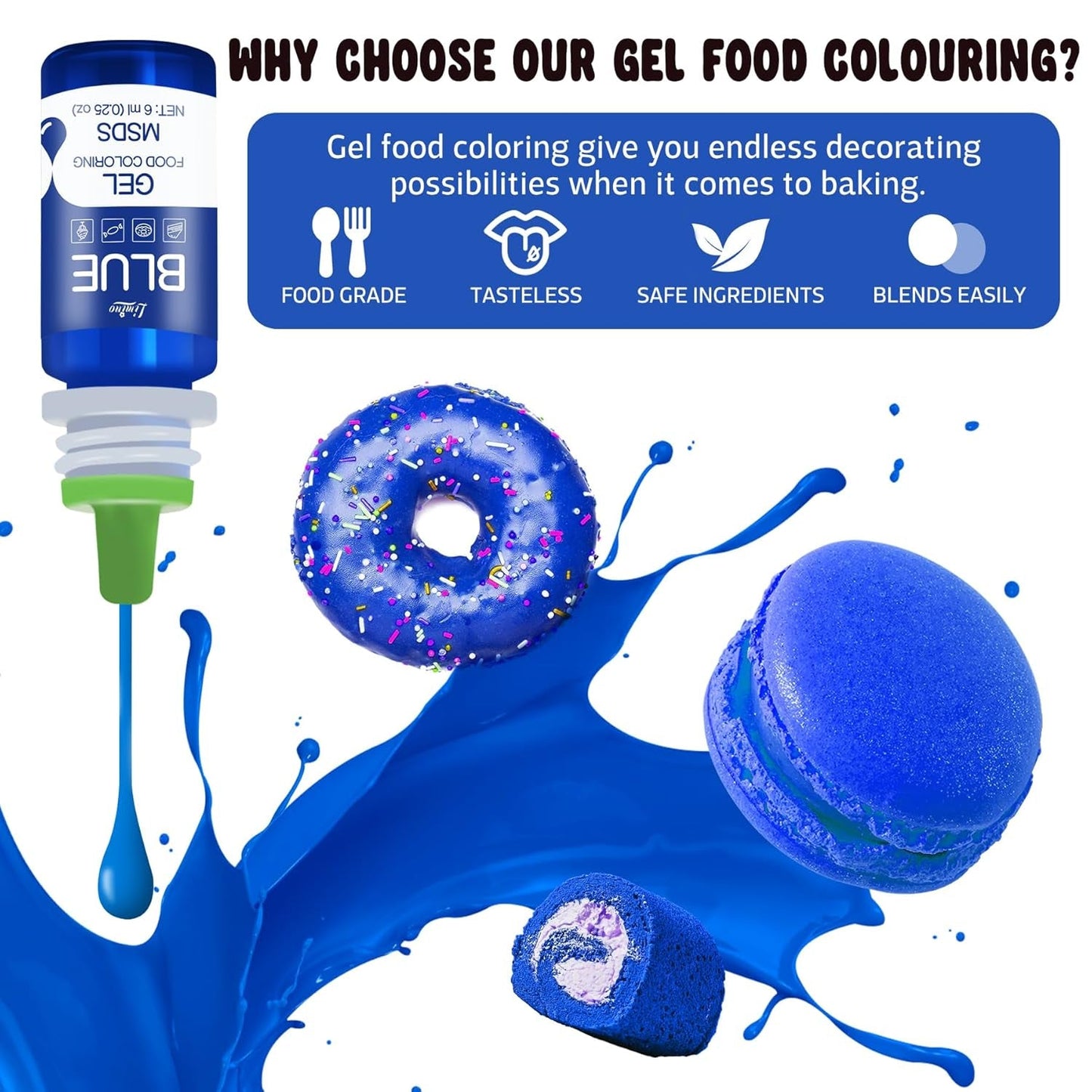 Gel-Lebensmittelfarbe – 100 ml, Gel-Lebensmittelfarbe für Kuchen, Backen, Kekse, Makronen – konzentrierte zuckerfreie Lebensmittelfarbe für Kuchendekoration, Getränke, Ostereier, DIY Schleim (weiß)