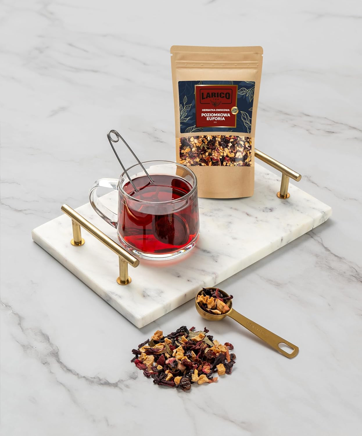 Larico Tea Natürlicher Früchtetee Früchtchen Mix Walderdbeeren Euphorie 50 g/Loser Tee in Spitzenqualität/Natürlicher loser Tee