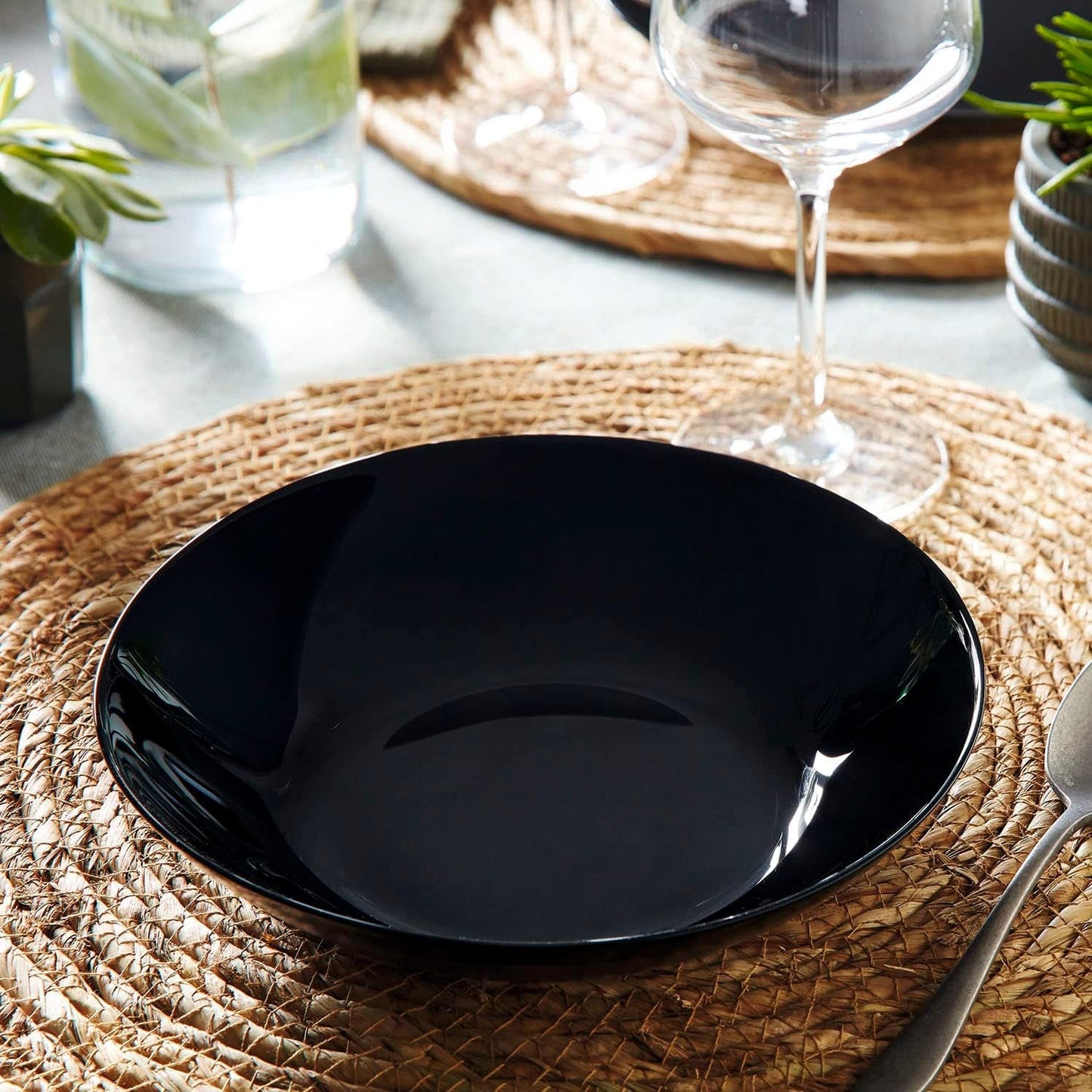 Arcopal Zelie Tafelservice aus schwarzem Glas, 12-teilig, 4 Plätze, schwarz