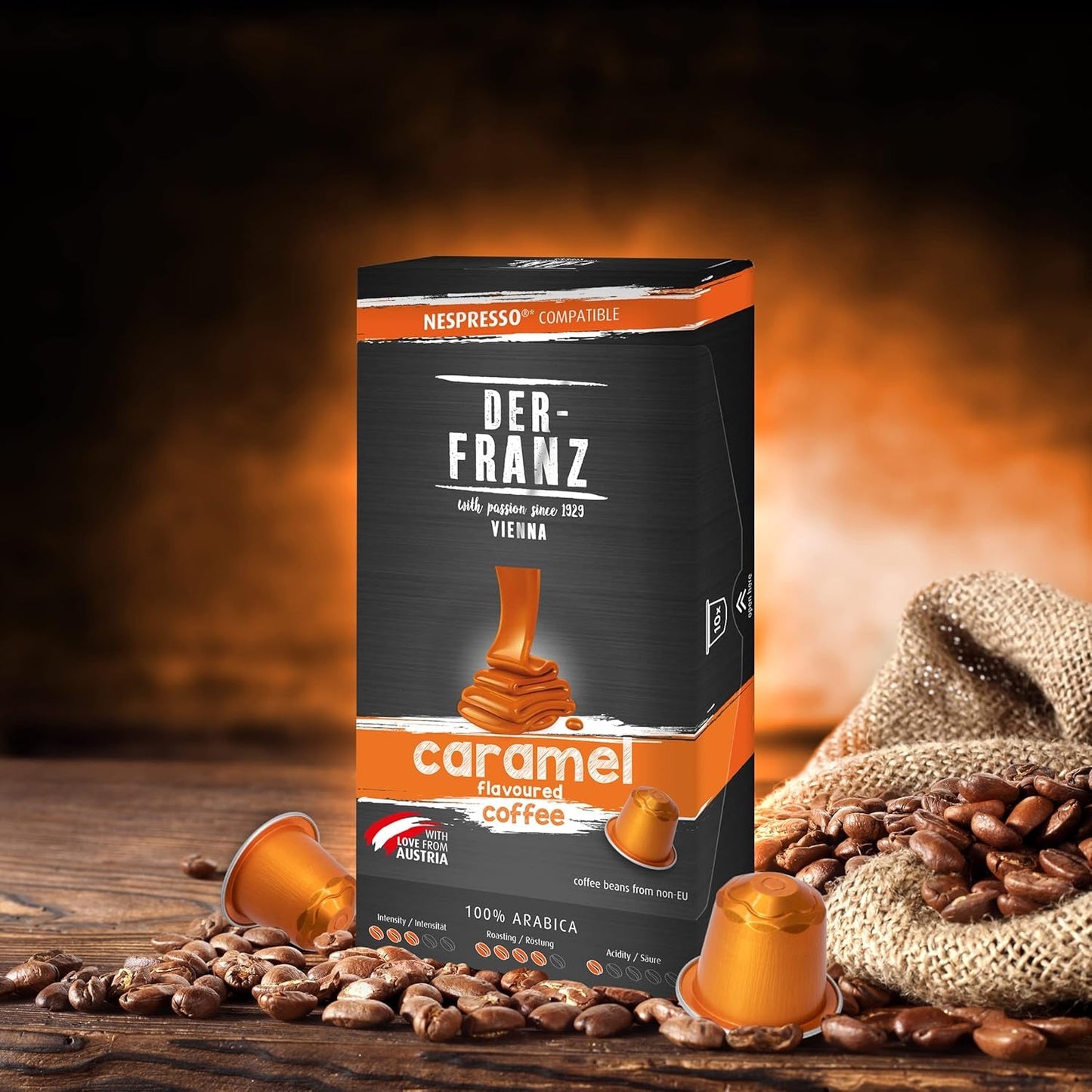Nespresso-kompatible Kaffeekapseln, 1 x 10 Kapseln, Karamellaroma
