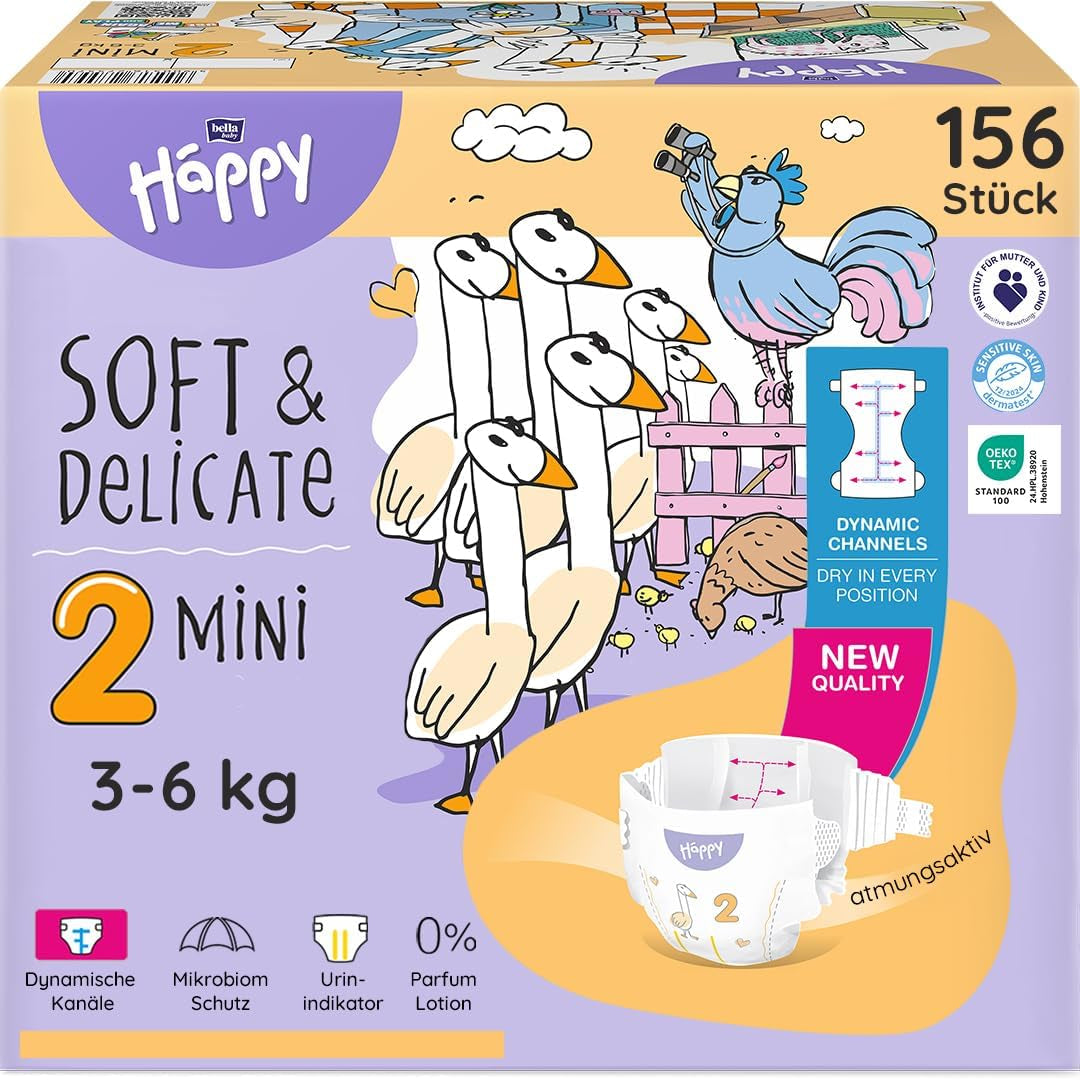 Bella Baby Happy Premium Windeln, Größe 6, Junior Extra, 15+ kg, 96 Stück, DERMATEST und OEKO-TEX Siegel, Einweg-Babywindeln