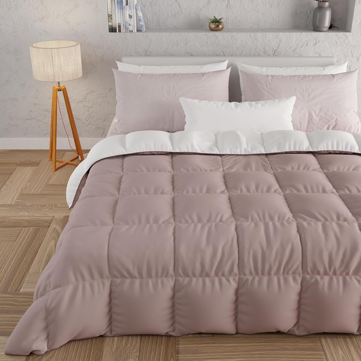 PETTI Artigiani Italiani – Winterdecke für Doppelbett, Maxi, einfarbig, doppelseitig, weiß, grau, 100 % Made in Italy. Bettdecken und Steppdecken Naty Shop Altrosa weiß Una Piazza E Mezza