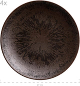 MÄSER Bronze Metallic 12-teiliges Tafelservice für 4 Personen mit eleganter und glänzender Glasur. Speiseteller-Set bestehend aus Speiseteller, Speiseteller und Dessertteller aus hochwertiger Keramik, Steinzeug, Braun