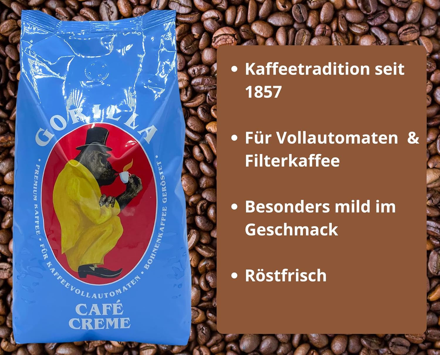 Gorilla-Kaffeecreme 3x 1000g Joerges + Jassas Gebäck | Arabica-Kaffee, 3er-Packung à 1 kg