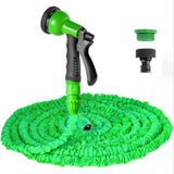 30 m ausziehbarer Gartenschlauch, 100 Fuß flexibler Wasserschlauch mit 8-Strahl-Sprühdüse, wasserdichter, einziehbarer, robuster Schlauch mit 3/4-Zoll- und 1/2-Zoll-Anschlüssen (30 m, grün)