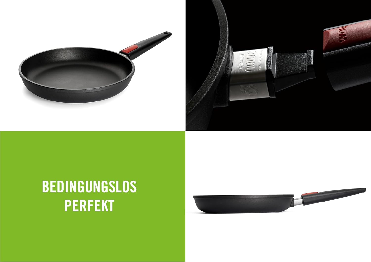 Woll Nowo Titan-Flachpfanne – Induktion, 5 cm Höhe, abnehmbarer Griff – für alle Herdarten, Aluminiumguss, Antihaftbeschichtung. Töpfe und Pfannen Naty Shop