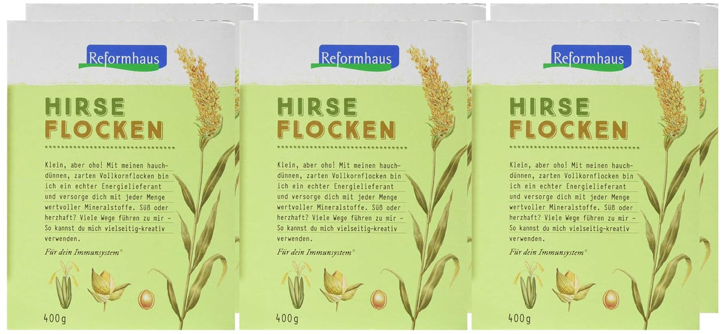 Hirse-Flocken Bio, 6er Pack (6 x 400 g) Getreide Naty Shop