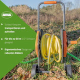 Amig - Schlauchtrommel | für 1/2"-Schläuche | max. 60 m gerollt | mit Kurbel zum einfachen Aufwickeln | Polypropylen | Orange und Grau