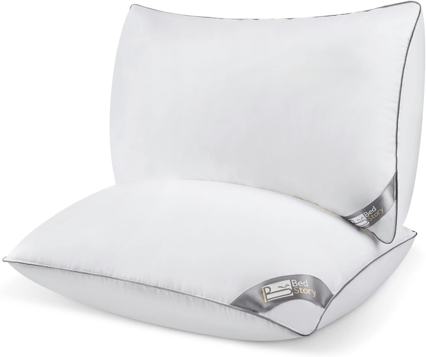Bedstory-Kissen, 2er-Pack, Hotelqualität, alternatives, unterstützendes, hypoallergenes Schlafkissen für Bauch-, Rücken- und Seitenschläfer. Standard-Naty-Shop-Kissen, Standardtitel