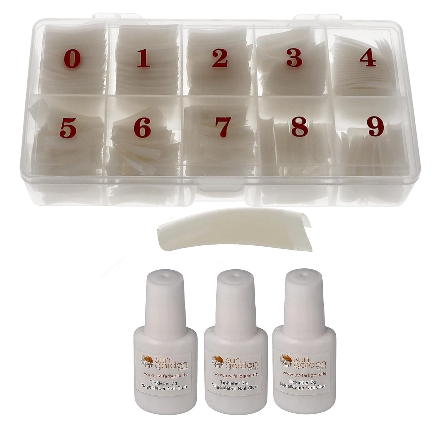 Sun Garden Nails Tipbox 500 Tips inkl. 3 Spitzen Klebespitzen Nagelspitzen Kleber - Modelliernägel