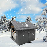 Katzenhaus Für Draußen Winterfest Wasserdicht Wetterfester Katzenhöhle Haustierhaus mit Plüschkissen Warme Hundehöhle Waschbar Hundehaus Tierheim Für Streuner Haustiere 35x30x35cm