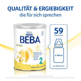 BEBA 2 - Folgemilch nach 6 Monaten, mit 5 HMO-Komplex, altersgerechter Proteingehalt, laktosefrei, palmölfrei, fischölfrei, Babynahrung, Babymilchpulver, 3er Pack (3 x 800g)