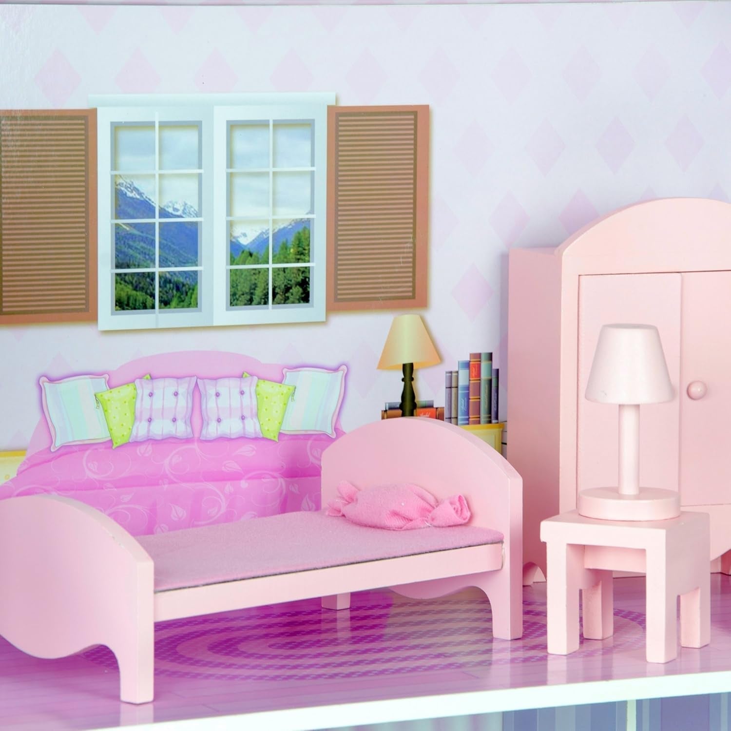 Olivia's Small World Riesenpuppenhaus, großes Puppenhaus aus Holz mit Möbeln und Zubehör, 3-stöckiges Puppenhaus für Kinder, Puppenhaus für 12-Zoll-Puppen, ab 3 Jahren Naty Shop Puppenhäuser