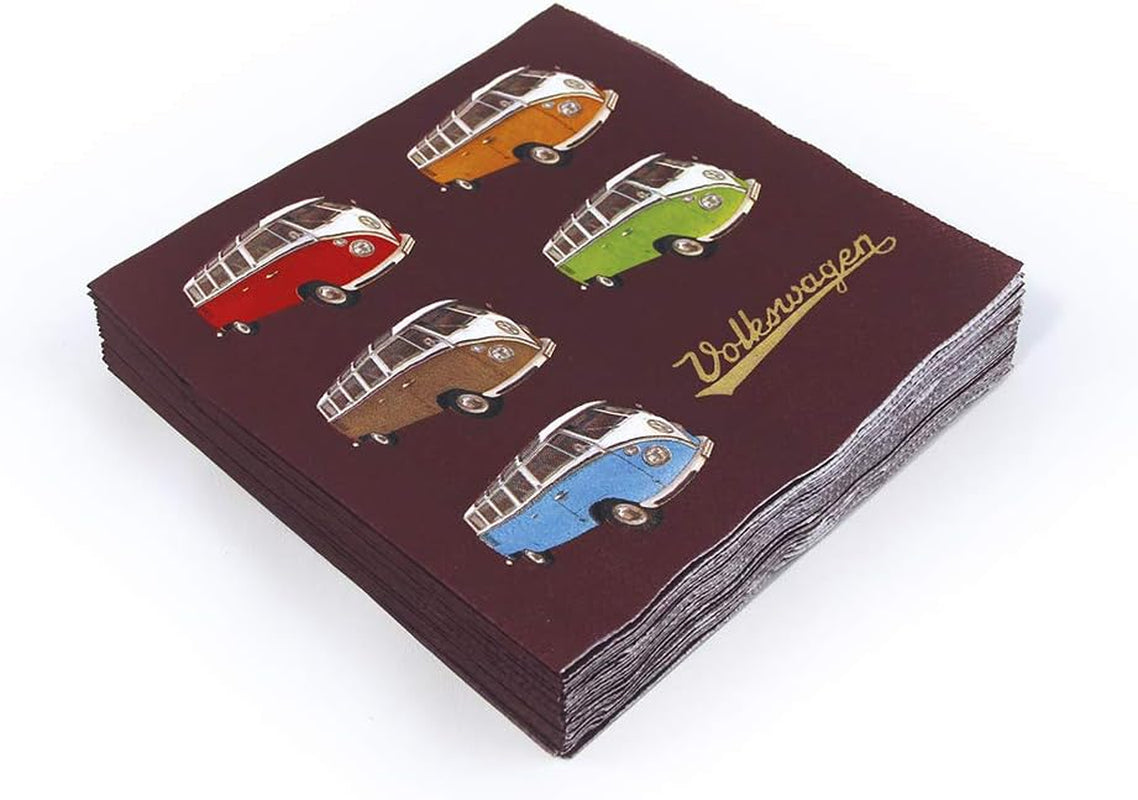 BRISA VW Collection – T1 Bus Volkswagen Tischservietten (Samba-Streifen/Rot/3-lagig)
