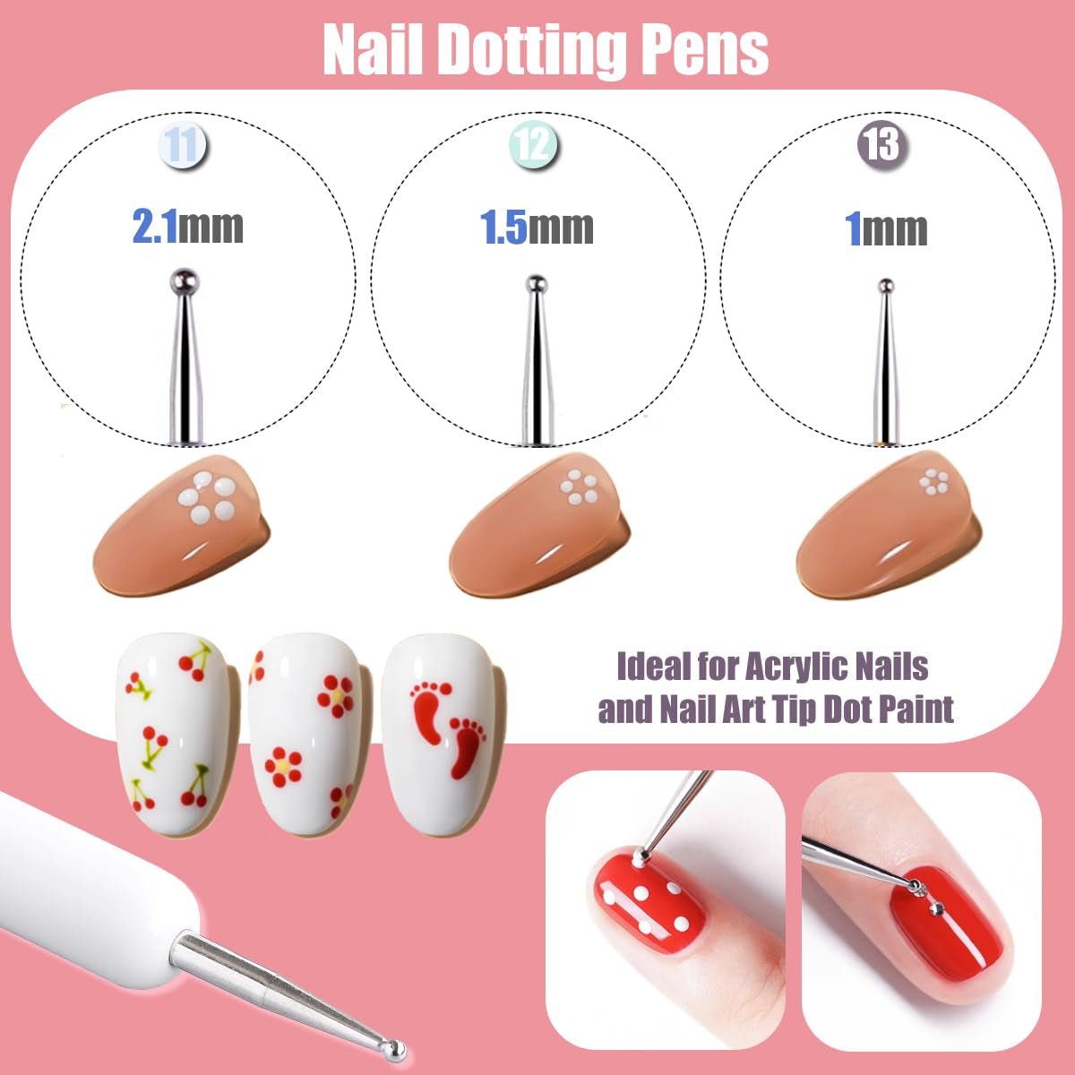 10 Stück Nail-Art-Pinsel, Nagel-Gel-Nagellack-Malpinsel, Zeichenstift, Nagel-Liner-Pinsel und Nagel-Dotting-Stift für Gel-Nagellack, DIY, Maniküre, Salon zu Hause