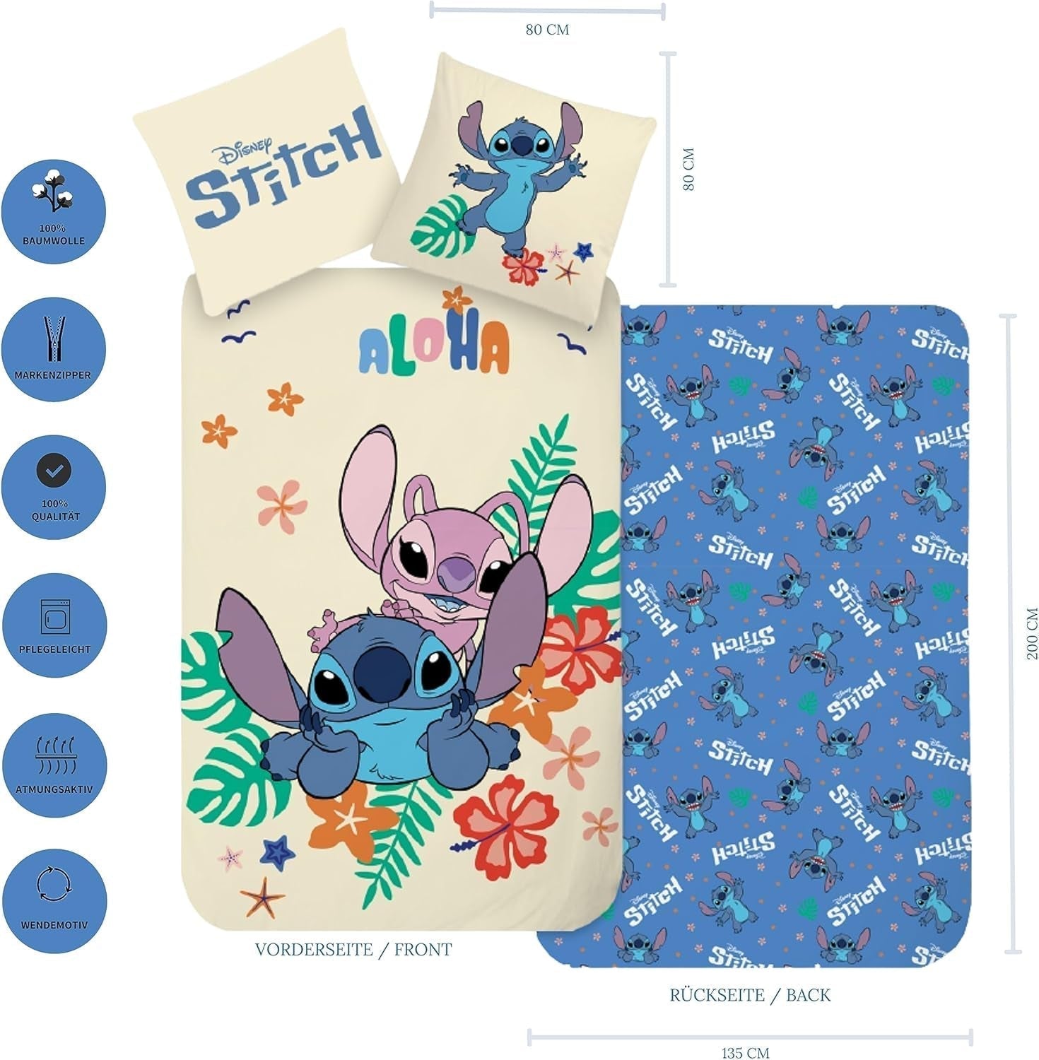 Bettwäsche für Kinder und Jugendliche, Stitch Bettwäsche - Kinder Naty Shop