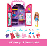 Barbie Chelsea-Puppe und Kleiderschrank-Spielset mit Kleidung und Zubehör, 17-teiliges Set, faltbar zum Spielen und Aufbewahren auf Reisen, HXN03 Naty Shop Dolls