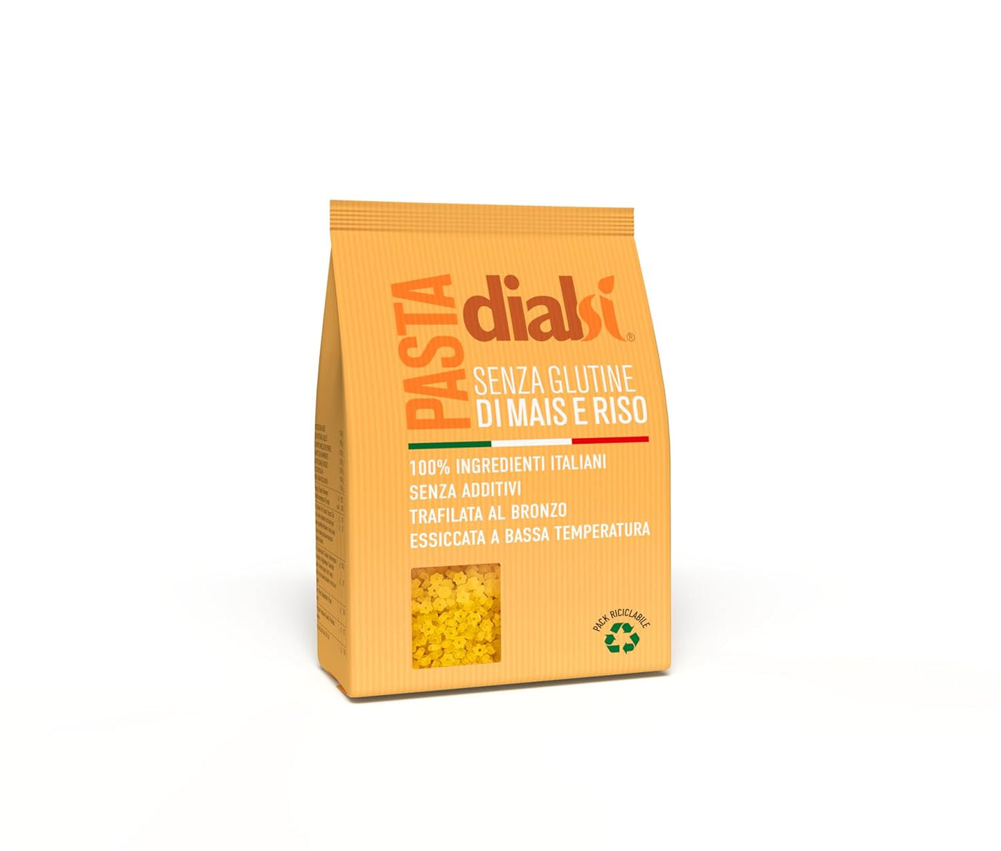 Sternnudeln von Dialsi, glutenfreie Mais- und Reisnudeln, bronzegebrannt, 100 % italienische Zutaten, ohne Zusatzstoffe, in 8–9 Minuten gar, 300-g-Packung