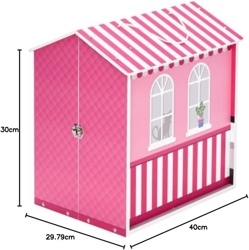 Teamson Kids – Dreamland City Café Puppenhaus 30 cm – Rosa/Weiß/Schwarz