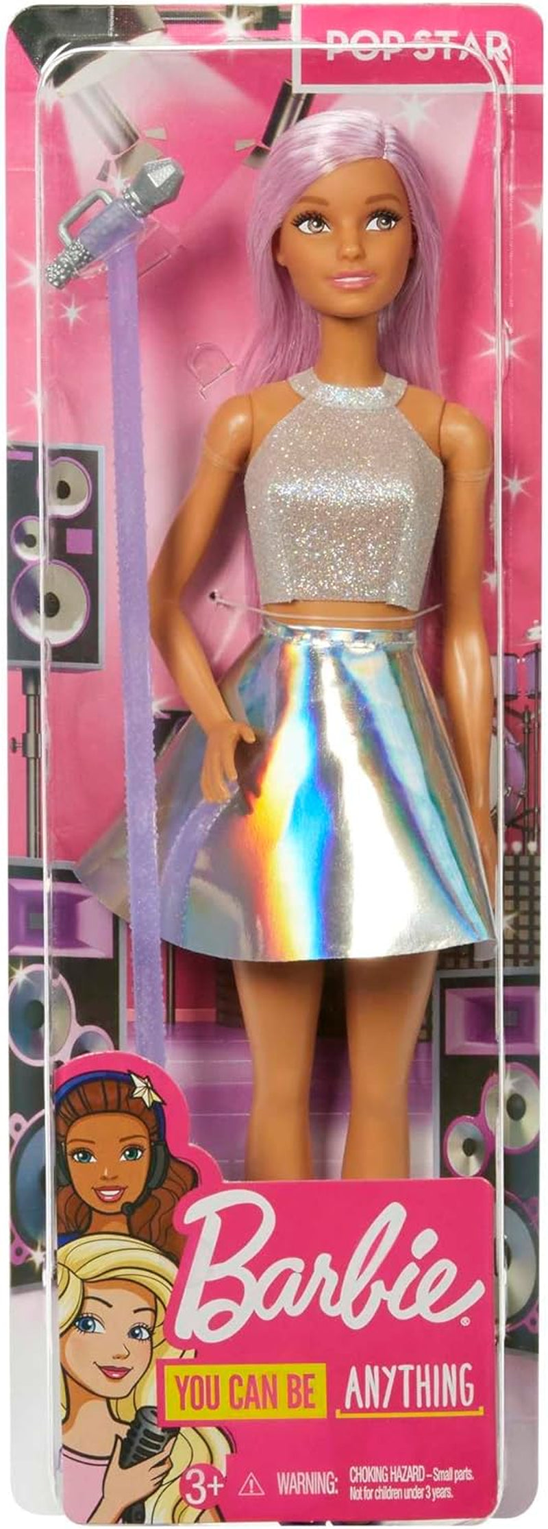 Barbie-Popstar-Puppe in glitzerndem Rock mit Mikrofon und rosa Haaren, Geschenk für Kinder im Alter von 3 bis 7 Jahren, JCW42, Dazzling Dolls, Naty Shop