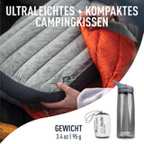 Sea to Summit – Eros Daunen-Reisekissen L – Ultraleicht und aufblasbar – 10D-Material – Premium-Daunenkissen – rutschfest – zum Wandern und Camping – 42 x 28 x 12 cm – Grau – 95 g Naty Shop Reisekissen