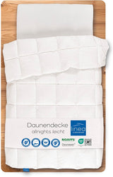 Allnights - Leichte Komfortbettdecke 135X200 100 % neue Federn und Daunen, für Allergiker geeignet, waschbar bis 60°C, hergestellt in Deutschland Bettdecken und Steppdecken Naty Shop 155 X 220 cm Wärmeklasse Leicht