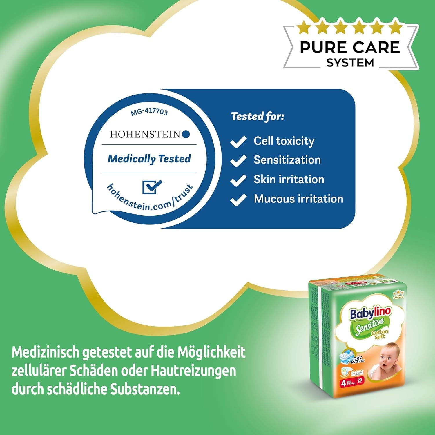 Babywindeln Sensitive Größe 4, Maxi (8-13 kg), 20 Stück