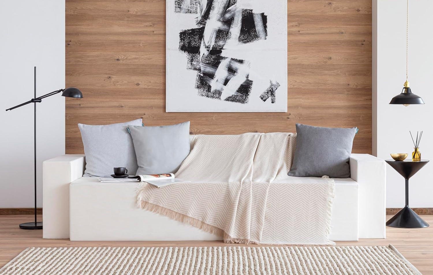Todocama Multifunktions-Tagesdecke, Tagesdecke, Tagesdecke, Sofabezug, Jarapas, Fischgrätenmuster (230 x 260 cm, Sandbeige). Betten und Decken Besuchen Sie den Todocama-Store