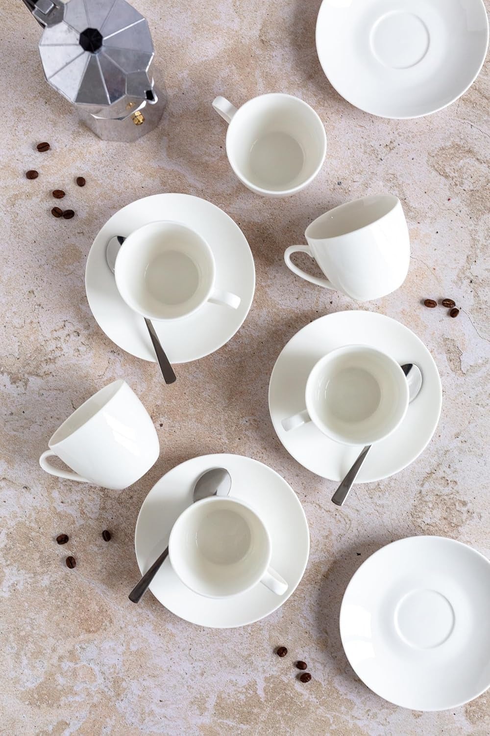 MÄSER 934105 Serie Belmira, klassisches Kaffeeservice für 6, 18-teiliges Kaffeeset, zeitlos, elegant, zart, Porzellan, weiß