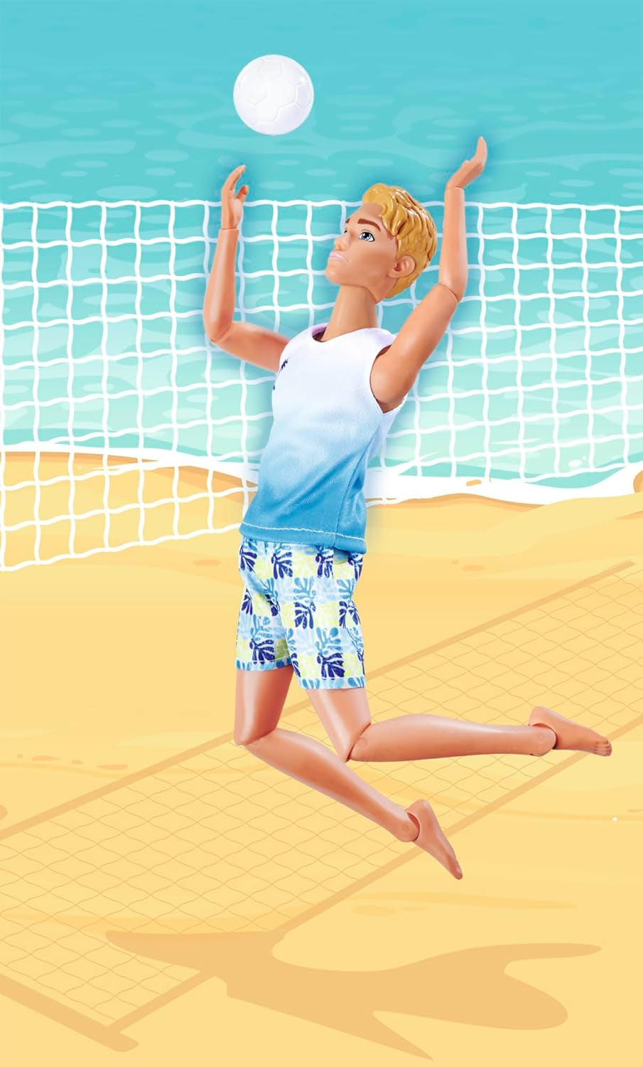 Steffi Love Beach Kevin, Kevin im Badeanzug mit T-Shirt und Volleyball, voll beweglich, 30cm Spielpuppe, ab 3 Jahren, weiß Naty Shop Dolls