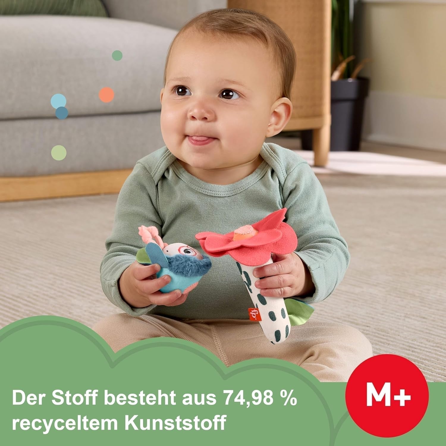 Babyspielzeug Fisher-Price Planet Friends 2-in-1 Glocke und Biene sensorisches Plüschtier als zweiteiliges Set für Neugeborene bis 3 Monate, HYR56 Babyspielzeug Naty Shop