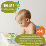 - Ökologische Diadeln, Größe 2 (3-6 kg) – natürlicher Ursprung, ohne Schadstoffe – 12 Stunden trocken, extrem saugfähig – Hermestellung in Frankreich – 150 Einwegdiadeln – Packung 1 Monat