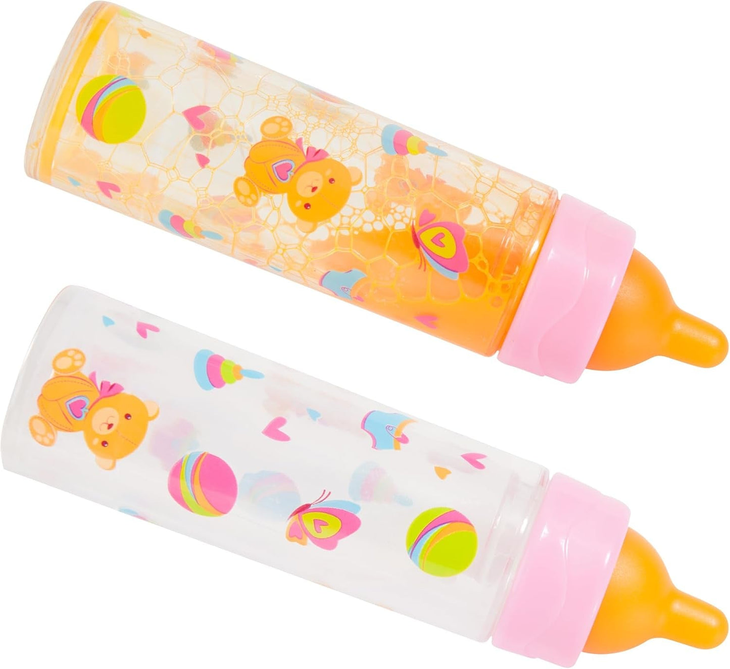 Bayer Design 79201AE Magic Bottle, Milchflasche, Trinkflasche, Puppenzubehör, weiß und orange