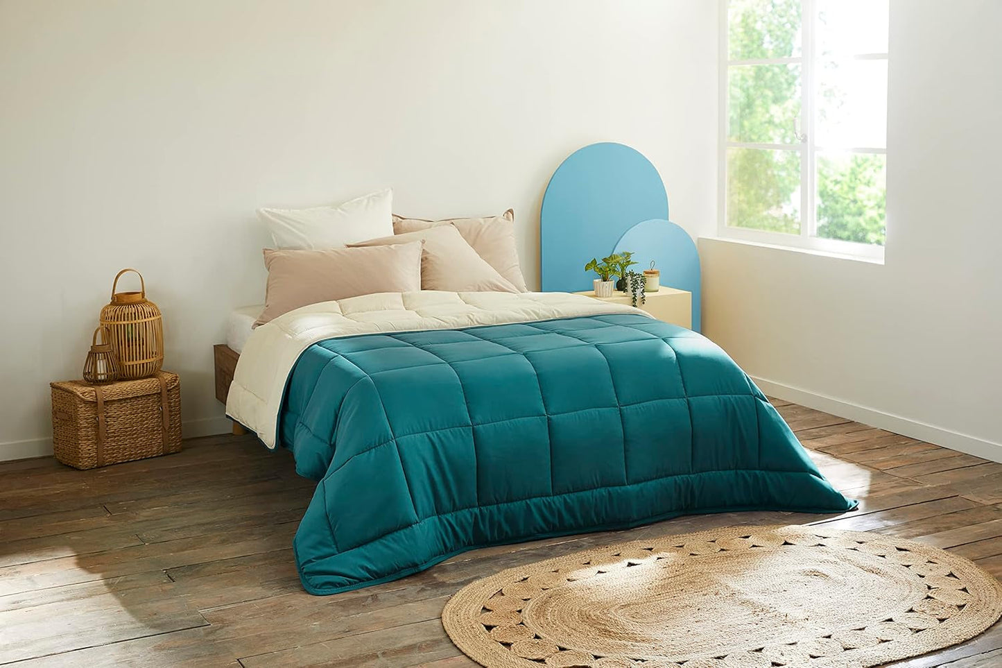 Toison D'Or Cocoon Steppdecke, Pflaume/Stahl, 140 x 200 cm Steppdecken und Steppdecken Naty Shop Pfauenblau/Kieselstein 200 x 200 cm