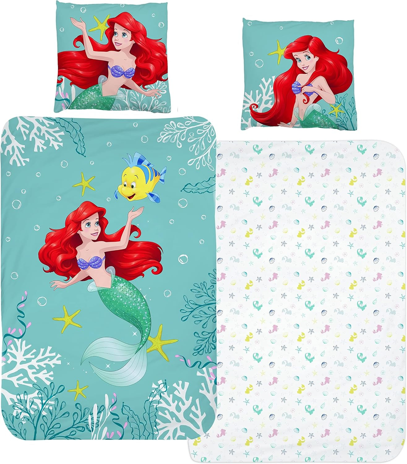 Arielle Meerjungfrau Bettbezug 135X200 80X80 Baumwolle · Kinderbettwäsche Für Mädchen Disney Prinzessin Meerjungfrau · 2 Teilig Naty Shop Default Title