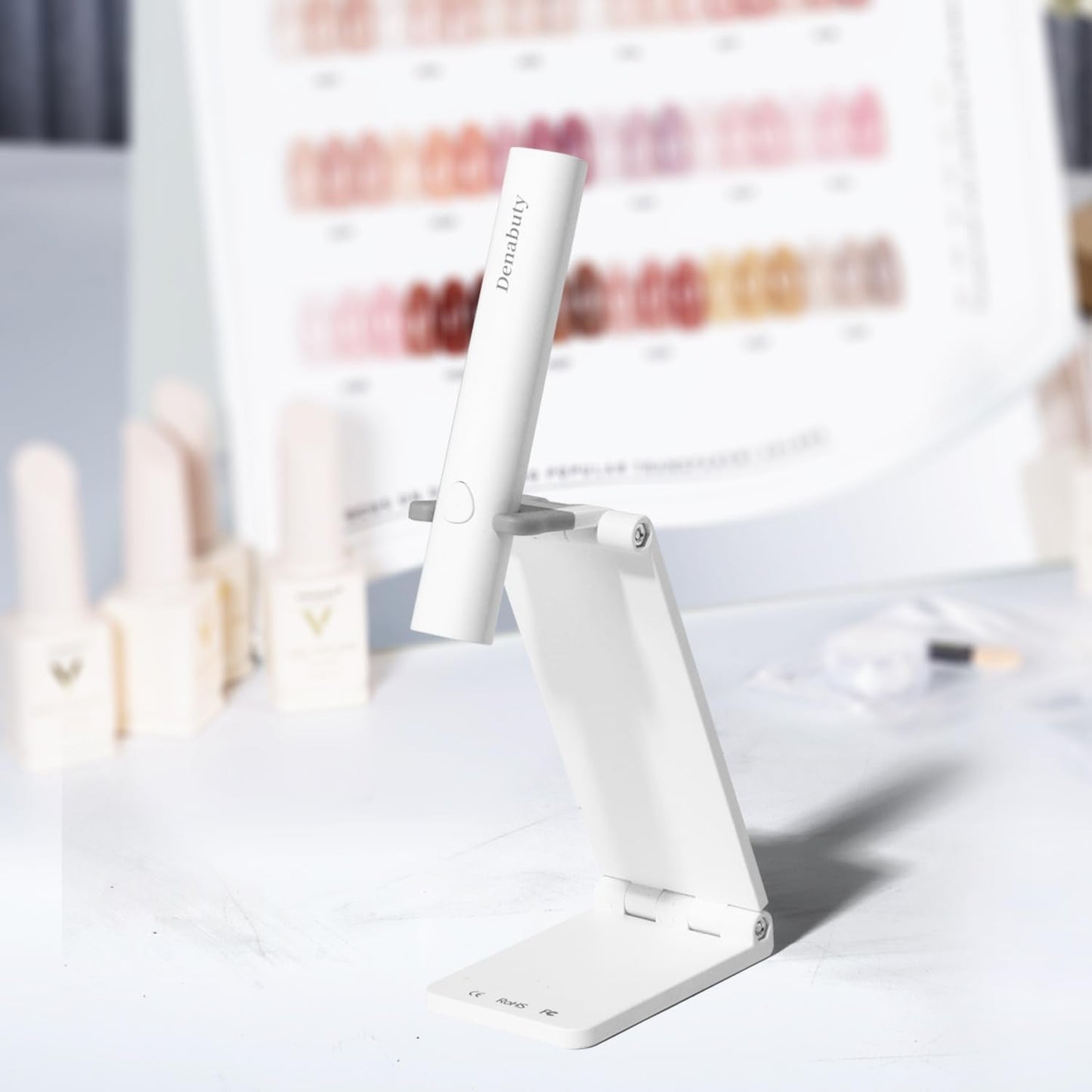 Denabuty UV-Lampe für Gel-Nagellack, Mini-U-V-LED-Lampe für Nagelersatz mit Ständer, tragbare kleine UV-Nagellampe für Gel-Nagellack, zum Aushärten von Nagelkleber und Nagelspitzen weiß