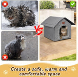 Katzenhaus Outdoor Winterfest, Katzenhöhle, Hundehöhle mit abnehmbarem Plüschkissen, Wasserdichter Wetterfester, Hundehütte Indoor, Hundehaus für Drinnen/Indoor 35x30x35cm (Grau, S)