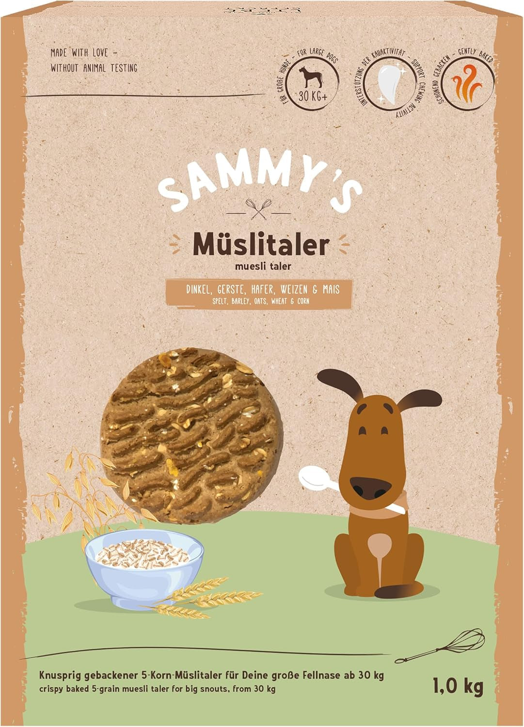 Sammy´S Müslitaler | Knusprig Gebackene Hundesnacks | 5-Korn-Müslitaler Für Deine Große Fellnase (Ab 30 Kg) | 1 kg Getreide Naty Shop Standardtitel