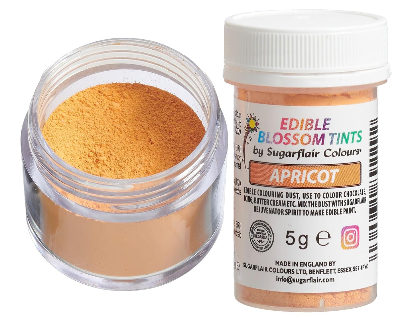 Sugarflair Blossom Tint Dust Aprikosen-Lebensmittelfarbpulver – Lebensmittelfarbpulver für Kuchendekoration, Zuckerpaste, Fondant, Zuckerguss, Schokolade, Buttercreme, Macarons und mehr – 5 g