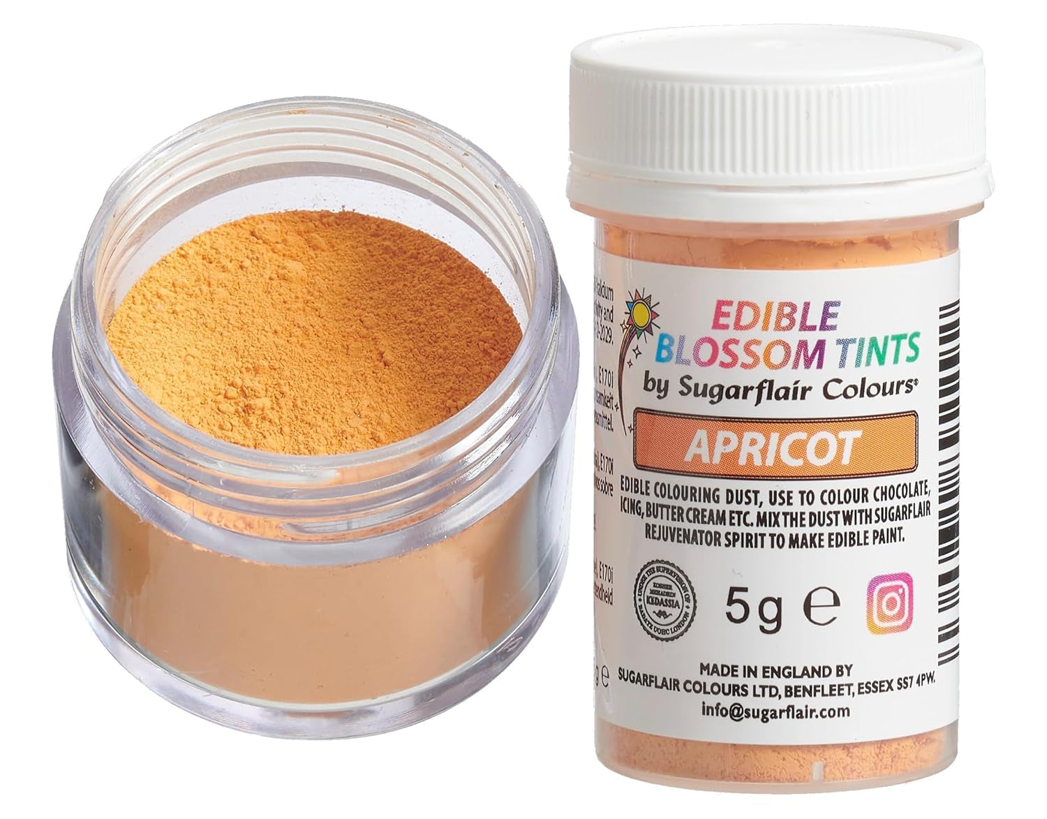 Sugarflair Blossom Tint Dust Aprikosen-Lebensmittelfarbpulver – Lebensmittelfarbpulver für Kuchendekoration, Zuckerpaste, Fondant, Zuckerguss, Schokolade, Buttercreme, Macarons und mehr – 5 g