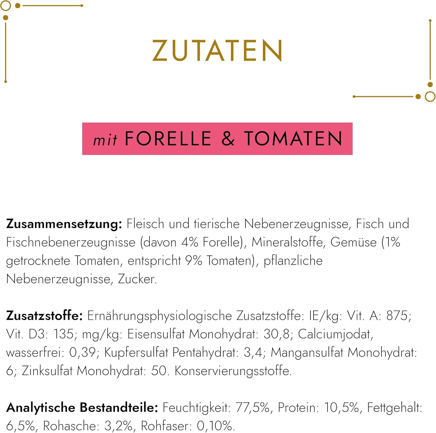 Fine Pate Gourmet Gold mit Gemüse, Nassfutter für Katzen mit Forelle und Tomate, 12er Pack (12 x 85g)