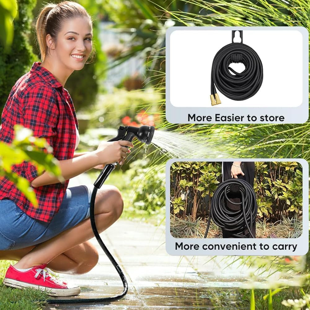 15 m flexibler ausziehbarer Gartenschlauch, flexibler Wasserschlauch mit 8 Sprühfunktionen, 1/2 Zoll bis 3/4 Zoll flexibler Gartenschlauch, für Gartenbewässerung, Autowäsche, Waschen und Bewässern