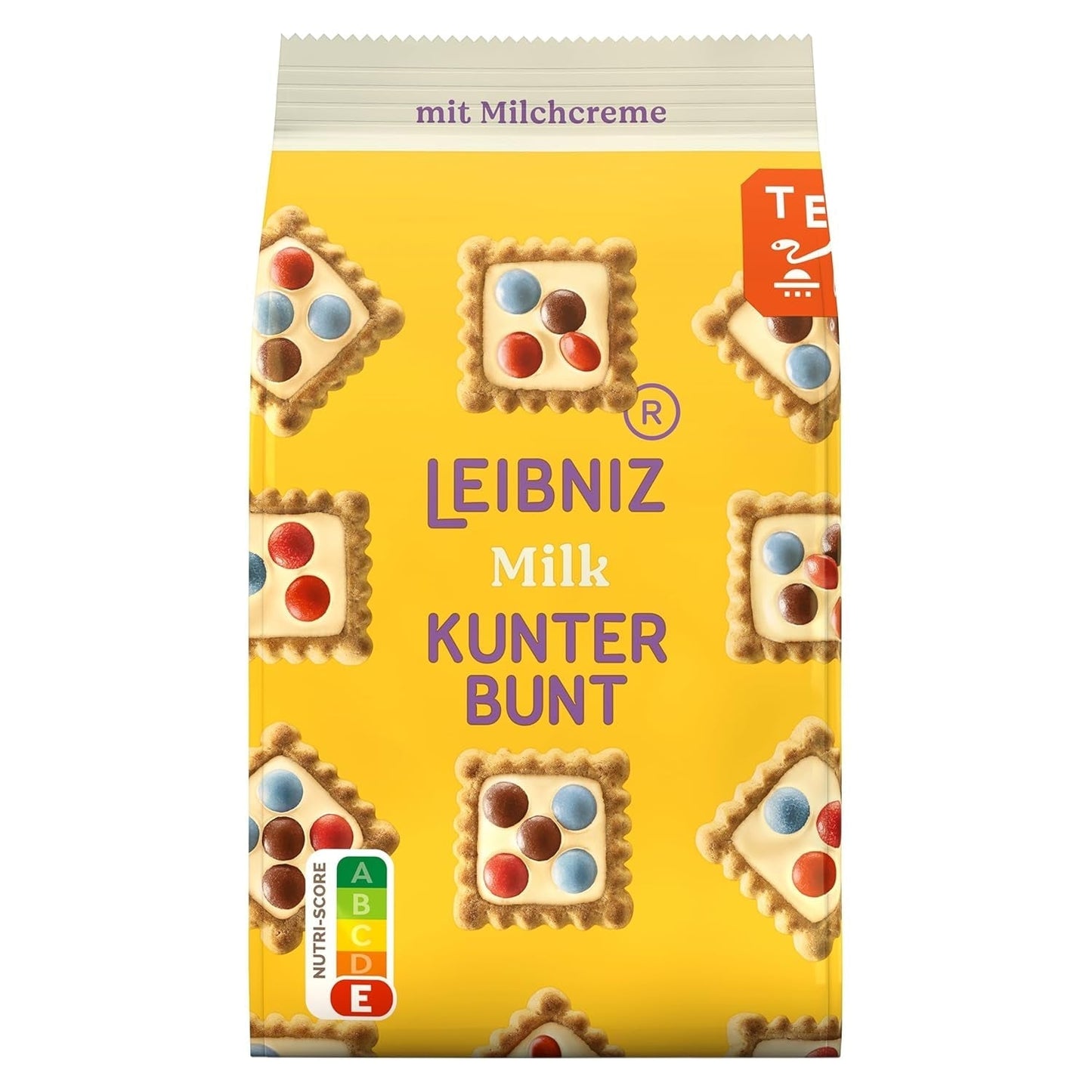 LEIBNIZ Kunterbunt Milch, 12er Pack, Knusprige Kekse mit Milchcreme und Schokoladenstückchen (12 x 125 g)