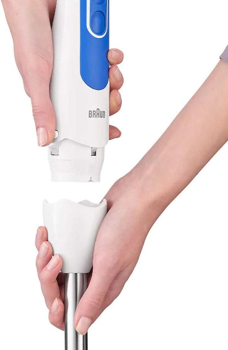 Braun Household Stabmixer MQ 3035 WH - Multiquick 3 Pürierstab Mit Edelstahl-Mixfuß, 2 Geschwindigkeiten, Spritzschutz, Spülmaschinenfest, Zerkleinerer, Schneebesen & 600Ml Mix- Und Messbecher, Weiß Kitchen Naty Shop