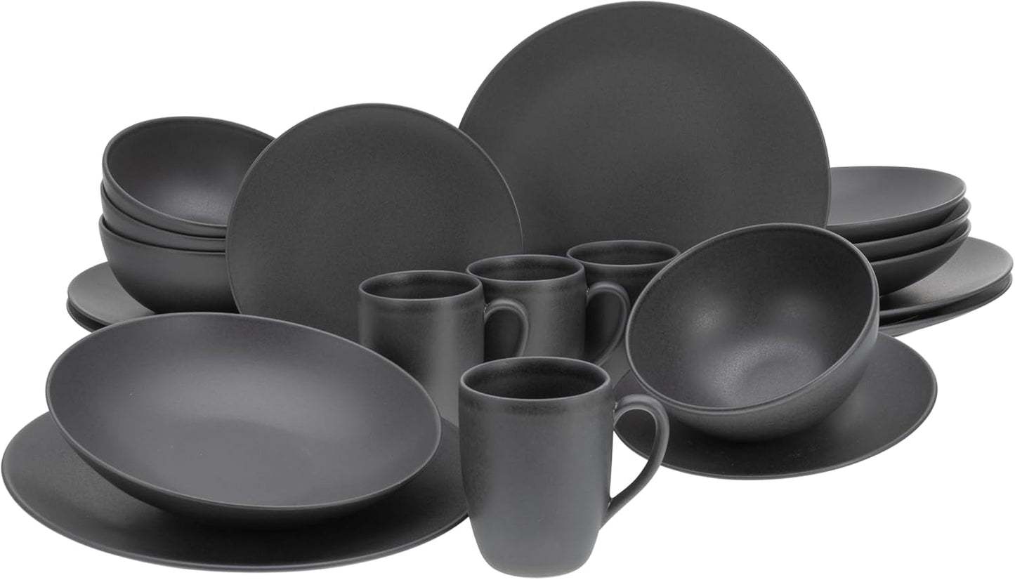 Creatable, 23146, Serie SOFT TOUCH BLACK, 20-teiliges Geschirrset, Kombiservice aus Porzellan, spülmaschinen- und mikrowellengeeignet, hergestellt in Portugal