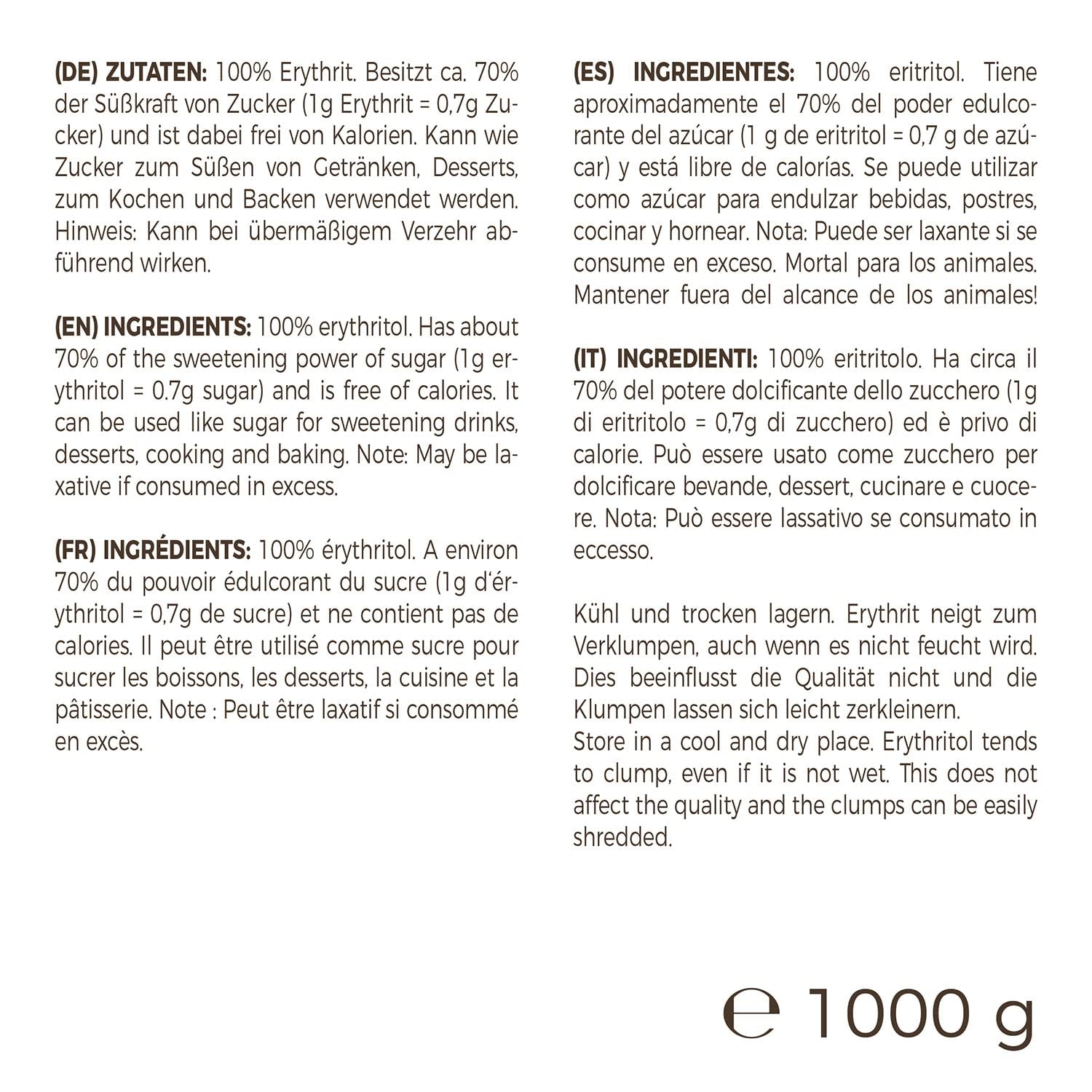 Greatvita Erythritol 1000 G | Kalorienfreie Süßungsmittel & Zucker-Alternative | Zahnfreundlich, Gut Löslich & Glutenfrei | Ideal für Getränke, Desserts und gebackene Süßstoffe Naty Shop