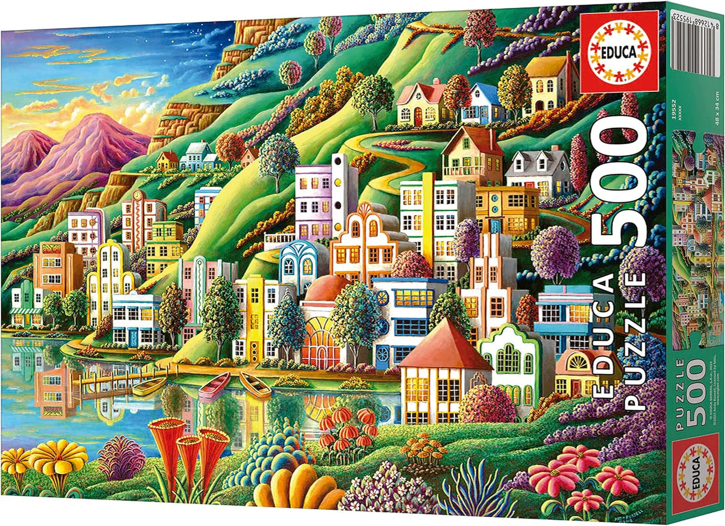 Educa - Puzzle 500 Teile für Erwachsene | Buntes Dorf am See, 500-teiliges Puzzle für Erwachsene und Kinder ab 11 Jahren, Landschaftspuzzle, Illustration (19552) Puzzle Naty Shop