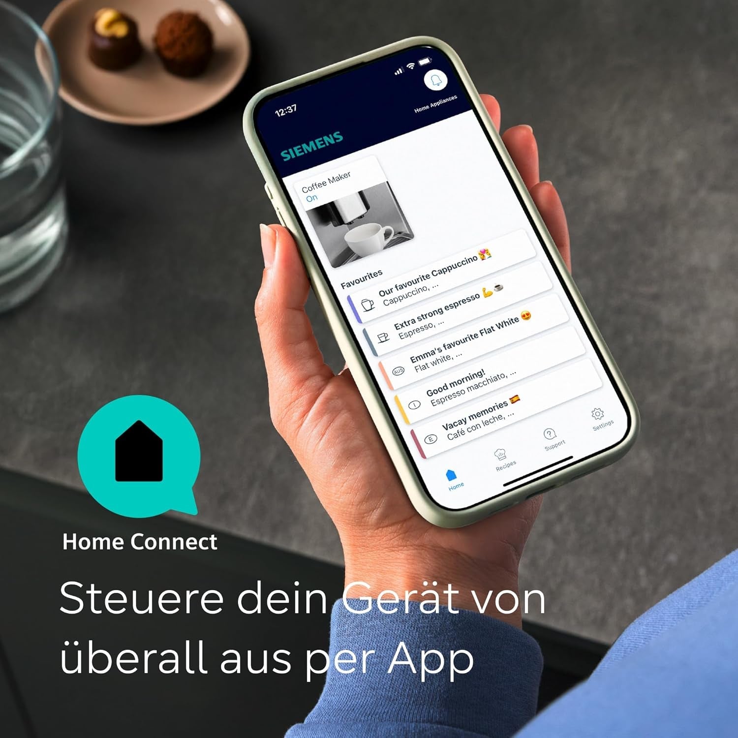 Siemens EQ900 TQ903D03 Automatische Espressomaschine, App-Steuerung, intuitives Touch-Display, Barista-Modus, AromaBoost, Geräuschreduzierung, Premium-Mahlwerk, automatische Dampfreinigung, 1500 W, Edelstahl